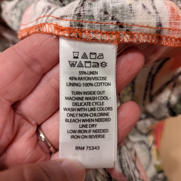 Tropical Print Dress in Orange and Pink - Picture 2 of 6